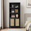 Bibliothèque en rotin d'inspiration bohémienne avec armoire de rangement et tablettes réglables-122534210-102716425