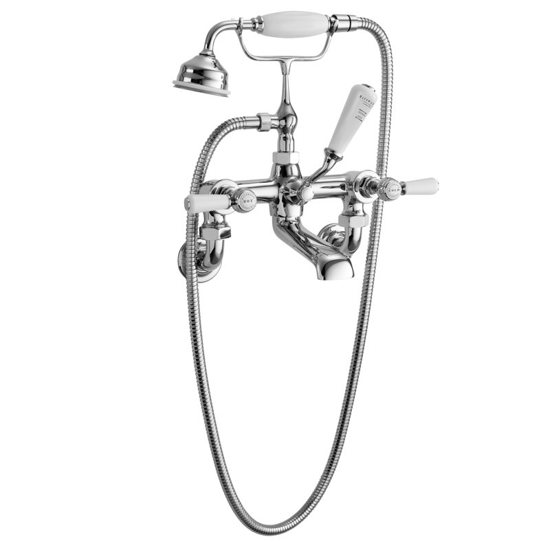 3 Handle Wall Bath Shower Mixer Bath Filler with Diverter