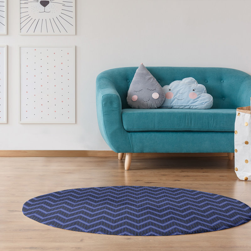 Chenille Chevron Indoor Rug, Round 5'