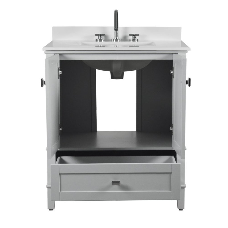 31” Single Vanity with Quartz Top, Light Gray