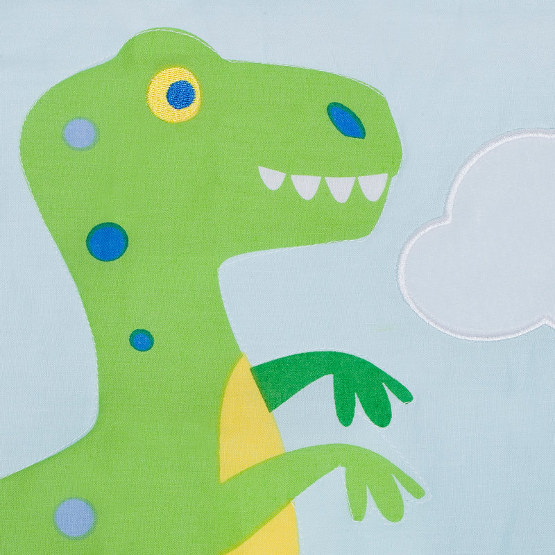 Blue Dinosaur Embroidered Cotton Standard Pillow Sham
