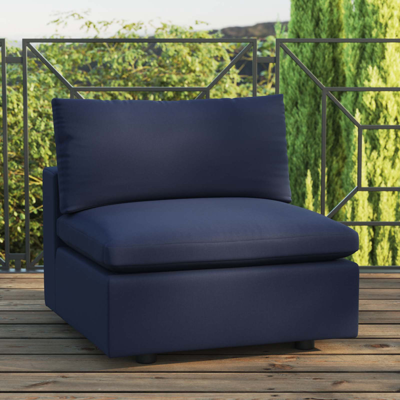 Modway Commix Sunbrella Outdoor Patio Armless Chair, Polyester Navy