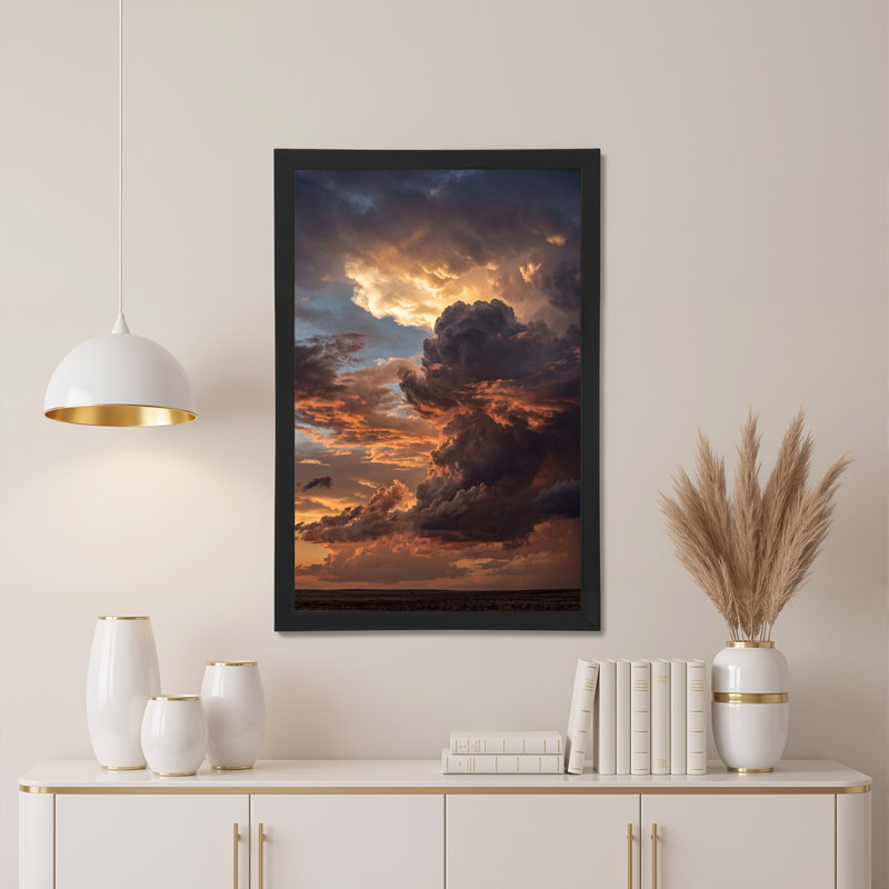 Toile orange et grise orangée sur un horizon plat, 24"H x 16"W