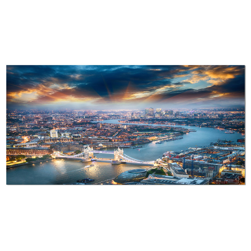Photographie sur toile tendue - Vue aérienne du crépuscule de Londres, H 8 po x l 12 po x P 1 po