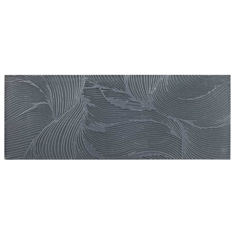 Sonya Waves 6x16 Frosted Glass Tile, Midnight Gray