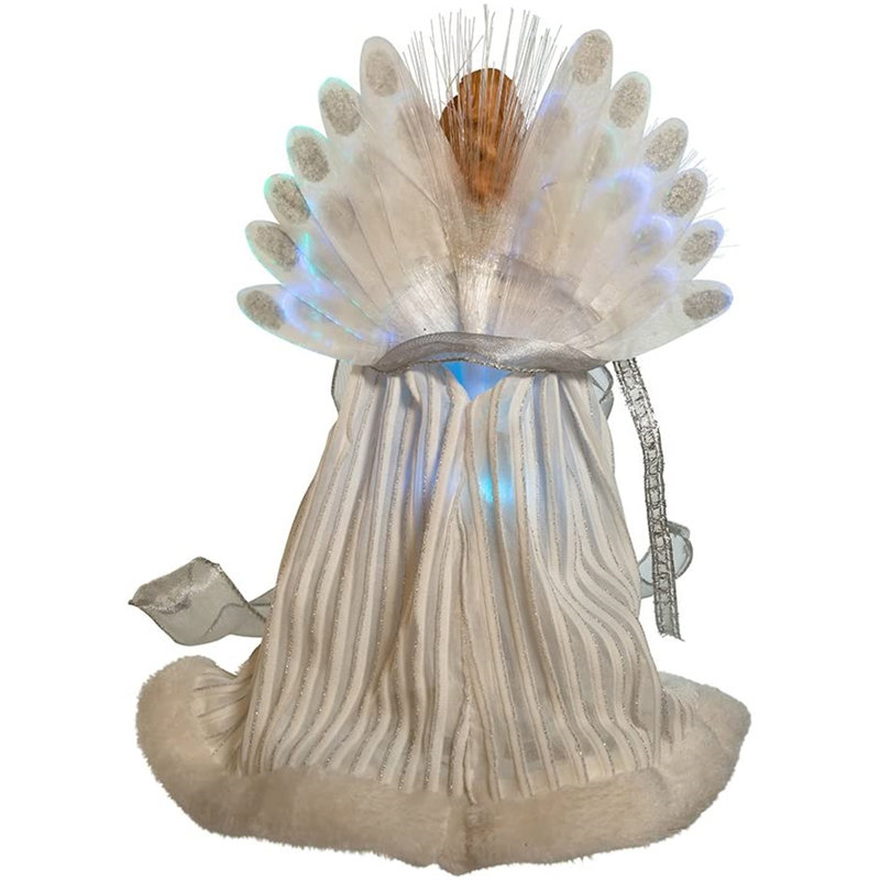 12-Inch White and Silver LED Fiber Optic Angel Tree Topper