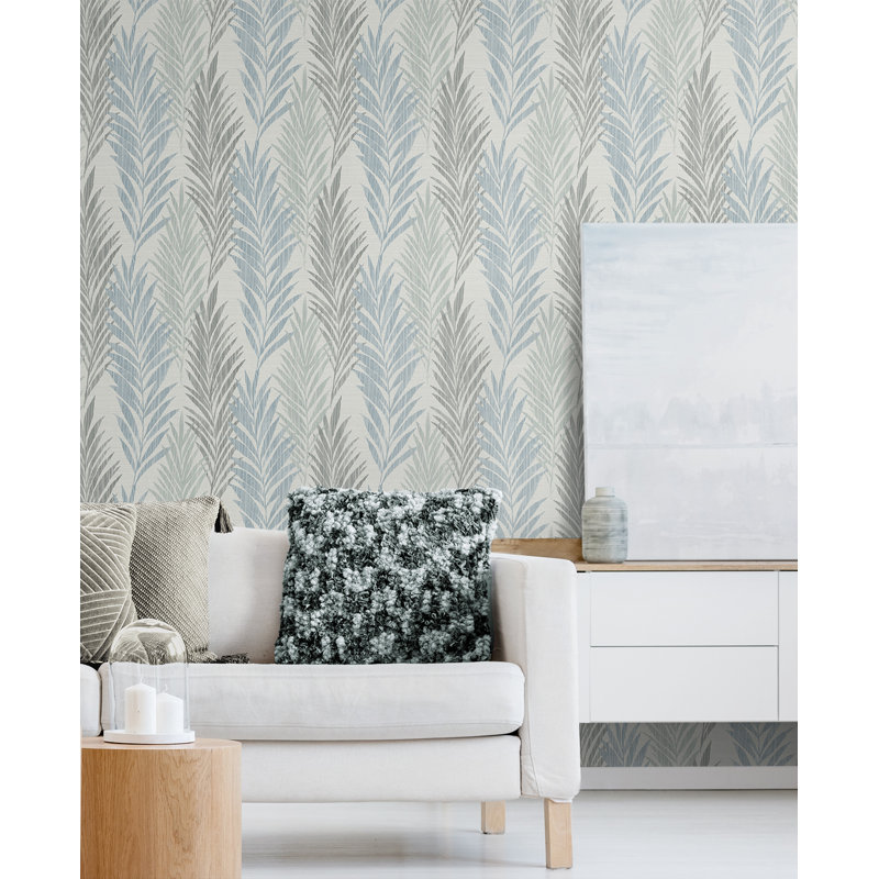 Papier peint floral Dehl, Fumée bleue / cendre