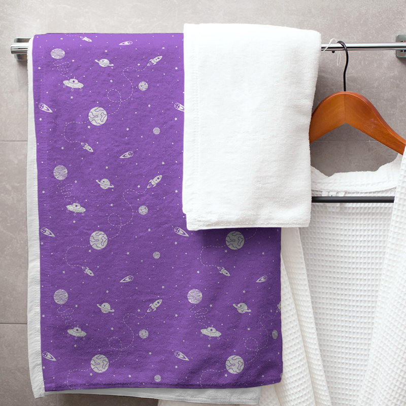 Serviette de bain à espace extérieur, Mauve