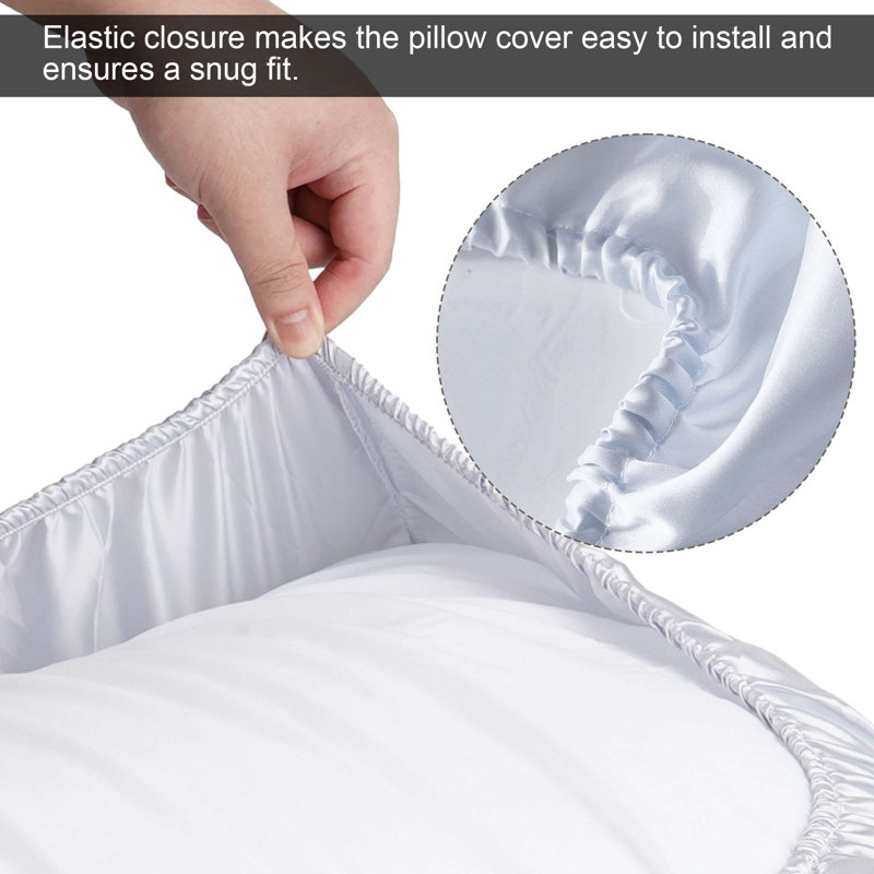 2 Pack Silk Satin Pillowcase for Hair & Skin Travel Elastic Band Cooling Satin Pillow Case Cover, White, King Pillowcase