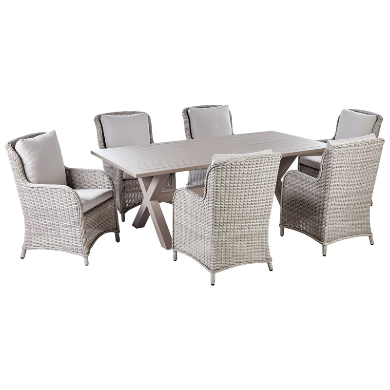 Cagle 6 - Person Patio Dining Set Rectangular Table with Cushions Included