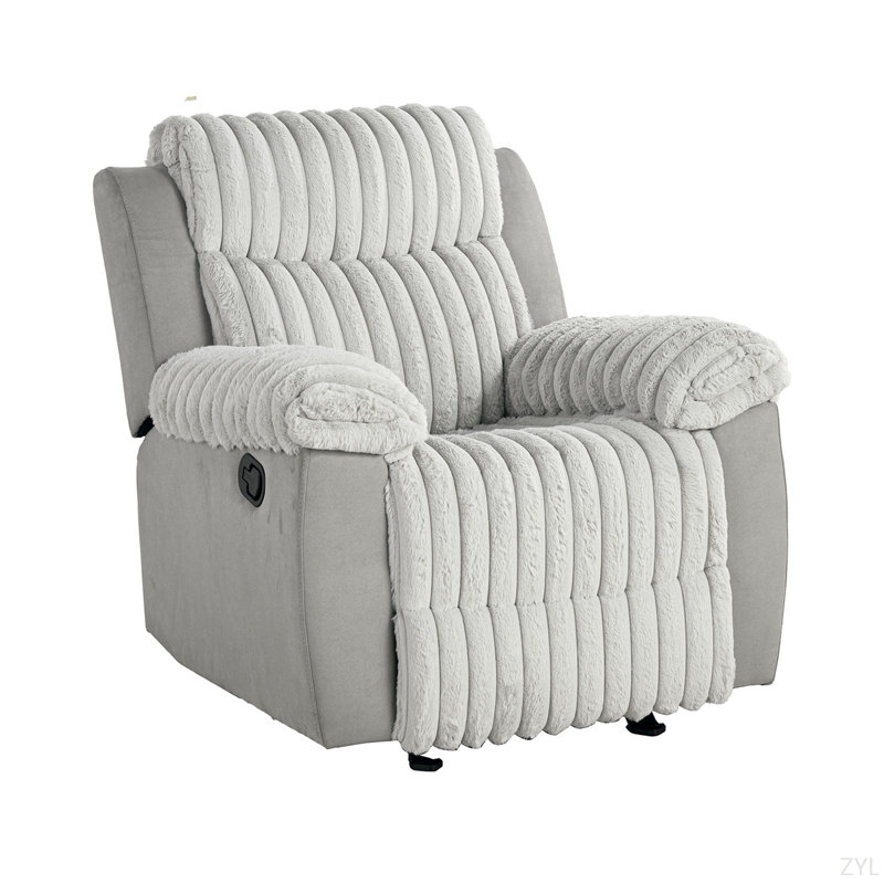 Transitional Style Manual Glider Recliner Two Tone Design Finish Primary Living Room, Gray