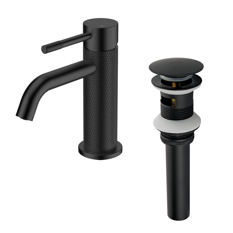 Robinet de lavabo de salle de bain en laiton sculpté, Noir mat