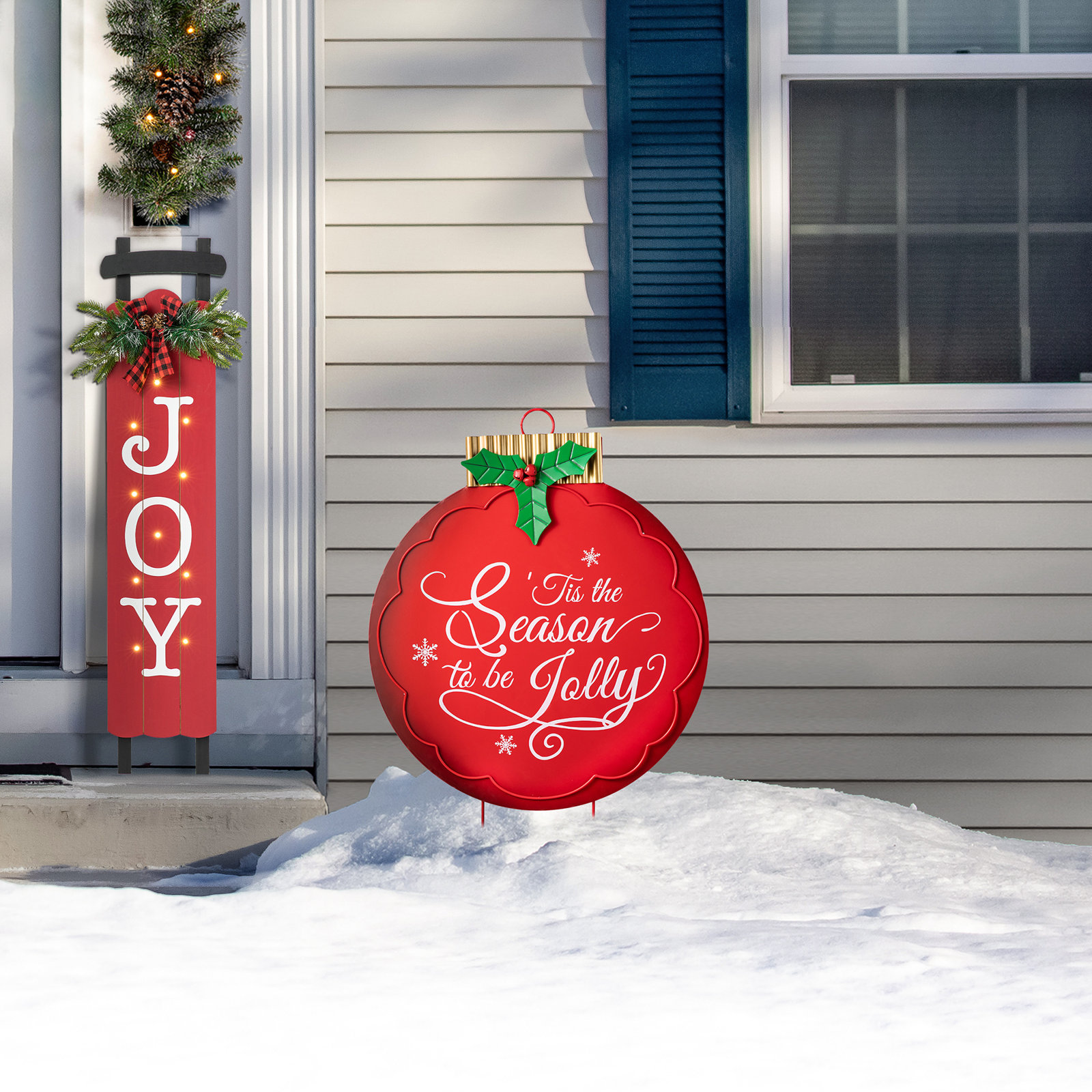 Large Metal Christmas Ornament Yard Stake