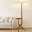 Blanc + brun noisette + tissu noir + bois massif + lampes sur pied sans fer
