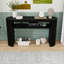 Console ovale avec pieds cannelés, présentoir de canapé avec tablette ouverte pour le vestibule, le couloir ou le salon-99031278