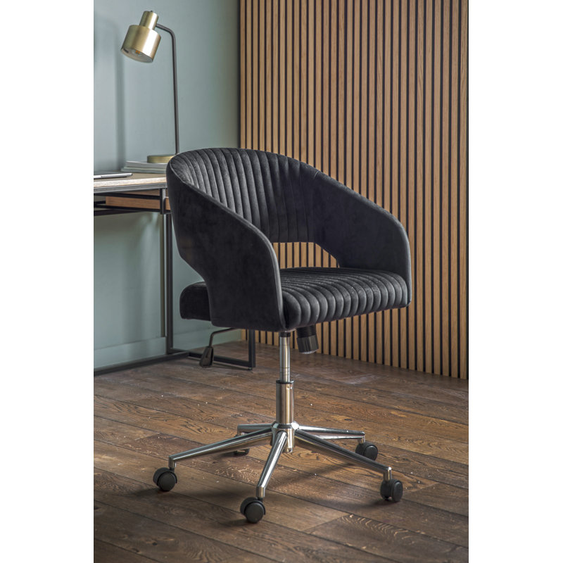 Fairmont Park Araceli Velvet Office Chair, Black, Chrome