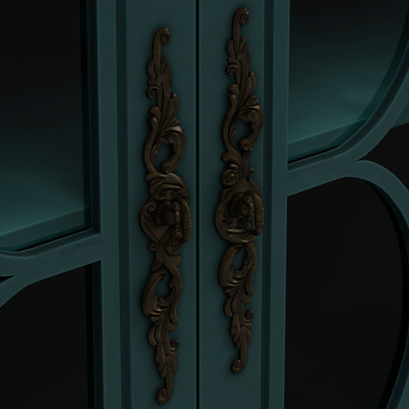 Armoire 4 portes avec portes en verre trempé, Vert foncé