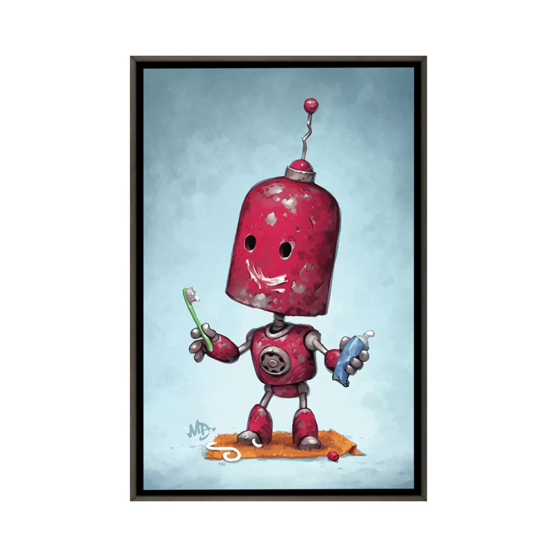 « Brave face » par Matt Dixon-impression, H 48 po x l 32 po x P 1,5 po, Toile encadrée de bois rustique foncé, Pas de tapis