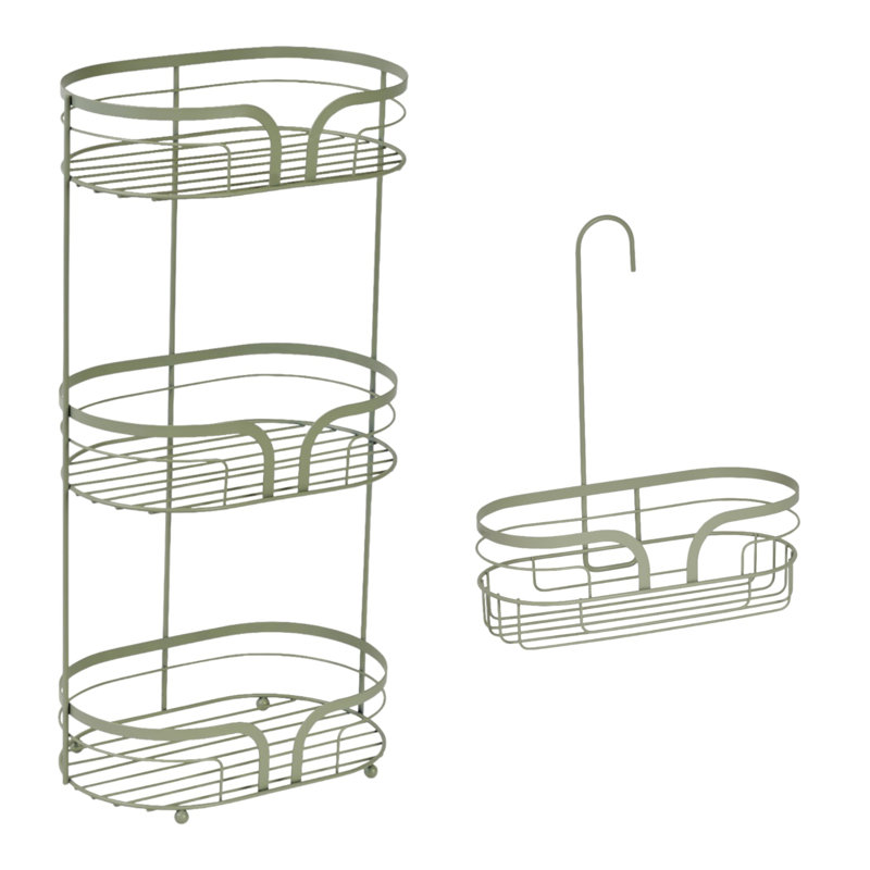 Dante Steel Freestanding Bathroom Shelves, Sage Green
