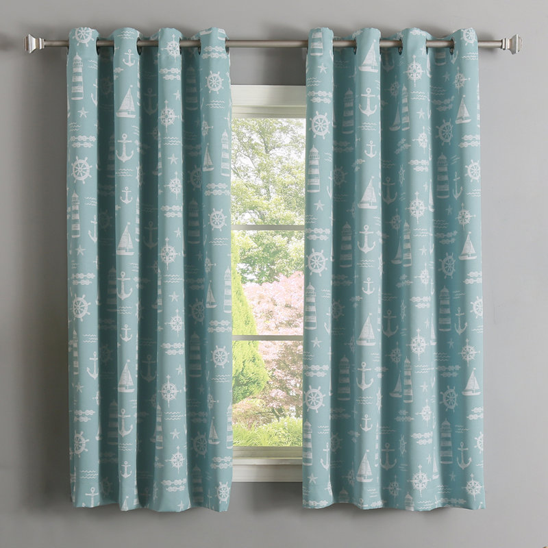 Room Darkening Curtain Panel, 52" W x 84" L, Ocean