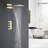 Wall-Mounted Full Shower System with Square Rain Head, Jets, and Multi-Function Hand Spray