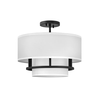 Graham Three-Light Semi-Flush Mount Ceiling Light w/ Faux Parchment Shades