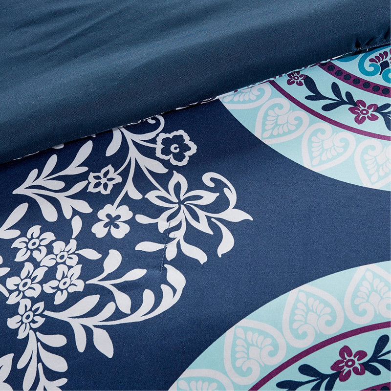 Ensemble d'édredon simple avec draps, Édredon lit simple + 6 pièces incluses, Navy