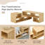 Meuble télé modulaire en bois avec compartiments ouverts réglables, console multimédia Freestyle, unité de rangement modulaire minimaliste pour petit salon et chambre à coucher (finition bois clair)