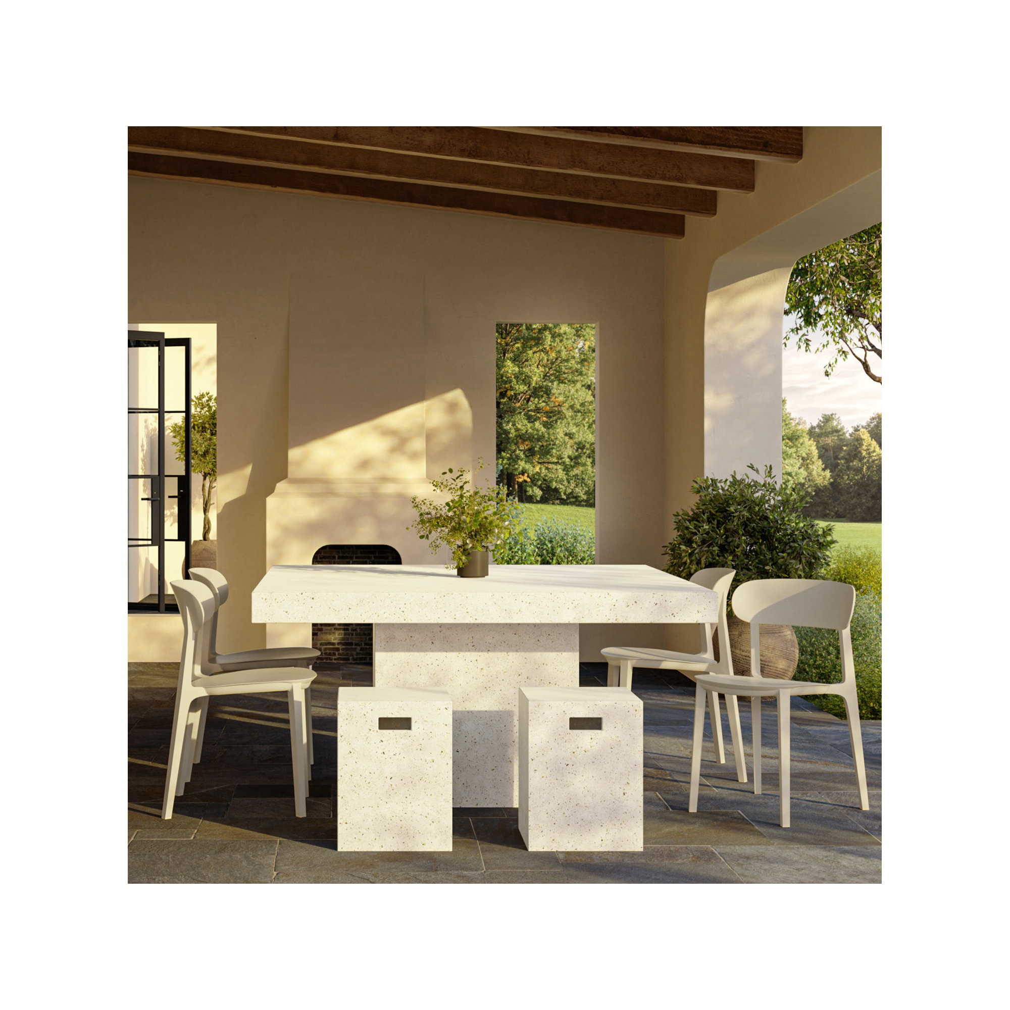 Janicka Spencer Eco-Friendly Outdoor Stacking Chair, Beige