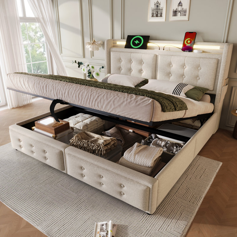 Bed, 5FT, Beige