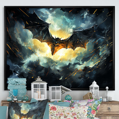 Blue Watercolor Night Bat Charm I - Animal Bat Wall Art