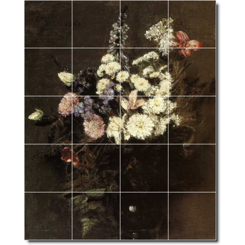 Carreau de peinture murale 32 po x 40 po 8 po x 8 po, Fleur 03076