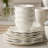 Heritage Scroll Set of 4 Cereal Bowls – 16 oz Stoneware Bowls with Sculpted Pedestal Base & Embossed Scroll Rim – Elegant Ivory Glaze – Classic Style for Breakfast, Soup & More