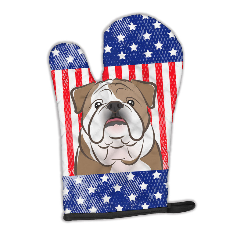 Caroline's Treasures American Flag Polyester Oven Mitt, Brown