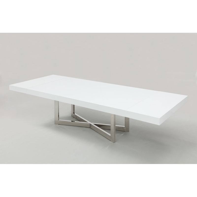 Maximo White Silver Dining Table (High Gloss), White Lacquer / Silver