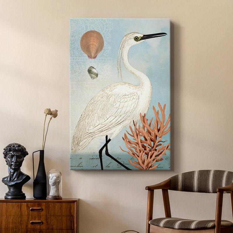 Aigrette bleue - galerie Cavas sur mesure, H 18 po x l 12 po