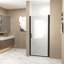 Porte de douche pivotante de 72 pouces avec cadre en aluminium, verre trempé et film de sécurité pour salle de bain moderne-125252044