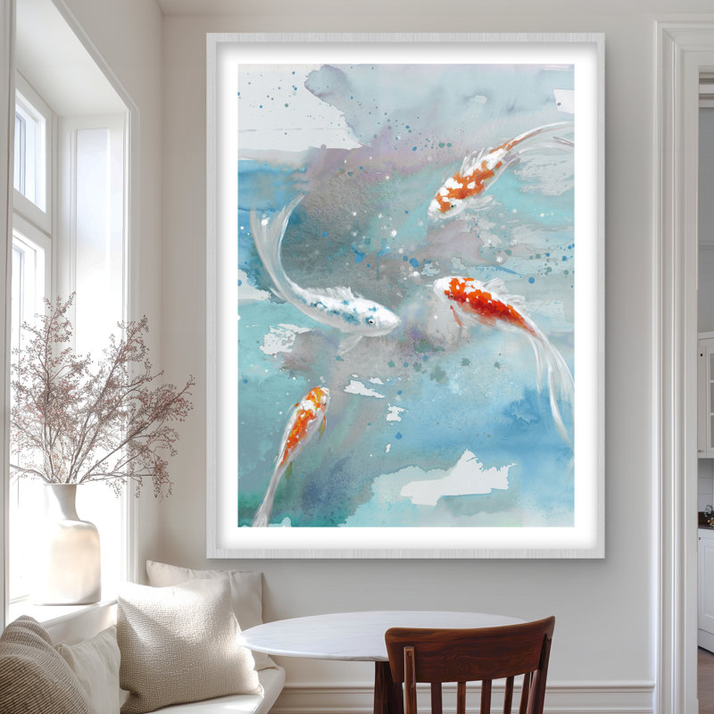 Koi Fish in Blue Water - Orange