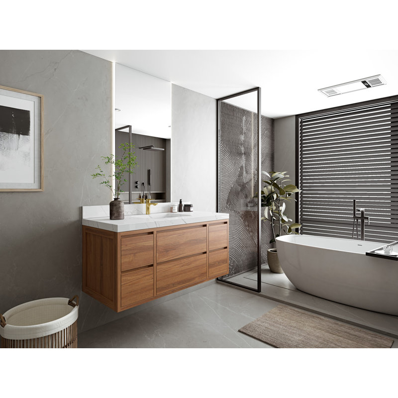 Dafnee 48'' Single Bathroom Vanity with Top, Calacatta Gold