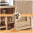 Rattan Wine Cabinet with 2 Doors, Boho Liquor Cabinet with Wine Racks, Farmhouse Coffee Bar Station for Living Room, Dining Room, Kitchen (Natural Wood)-1513355068