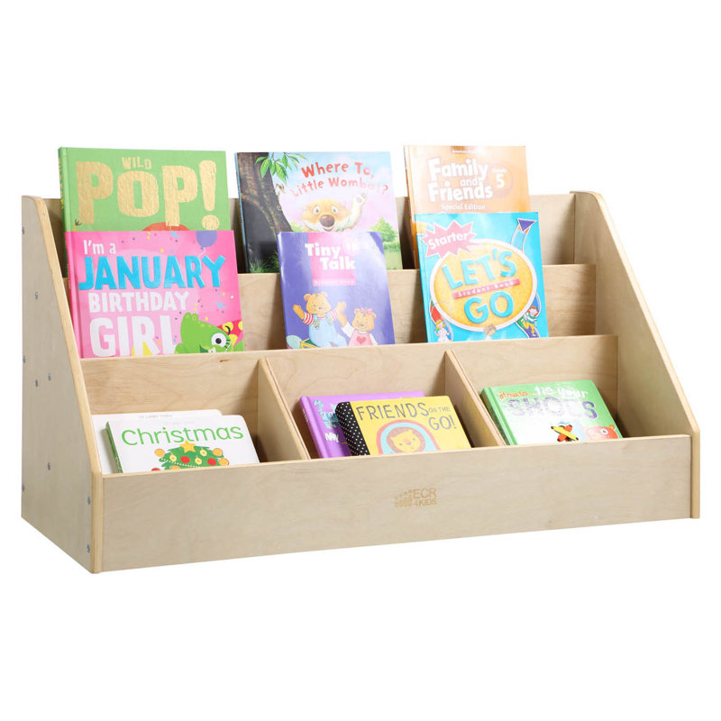 ECR4Kids 5-Compartment Easy-to-Reach Book Display with Storage, Childrens Furniture