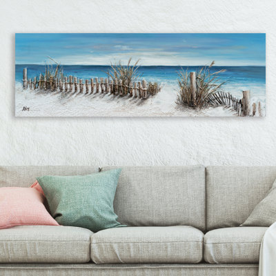 Sur la plage - peinture panoramique sur toile tendue