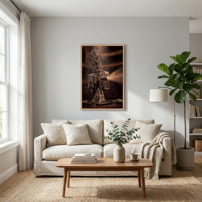 Art rétro sur toile avec projecteur de film rétro, H 48 po x l 32 po