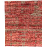 Edo Silk Abstract Area Rug in Red/Taupe