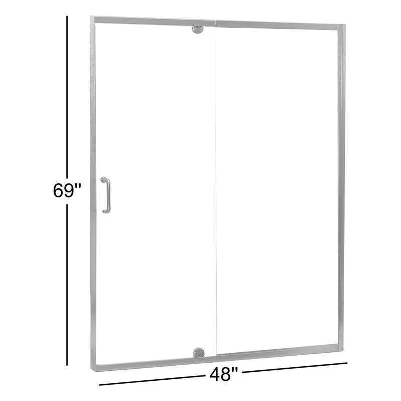 Cove 69" H Pivot Semi-Frameless Shower Door, Brushed Nickel
