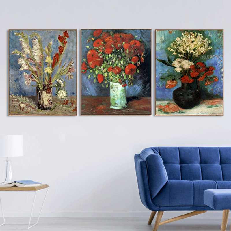 Reproduction d'art mural sur toile encadrée, série 3, par Vincent Van Gogh, 16 po x 20 po, Cadre mince couleur bois