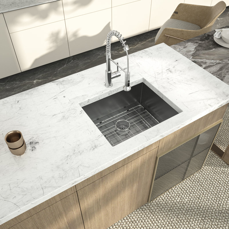 23" L x 18" W Undermount Bar Sink Gunmetal Black Bar Prep Sink 16 Gauge Stainless Steel Kitchen Sink
