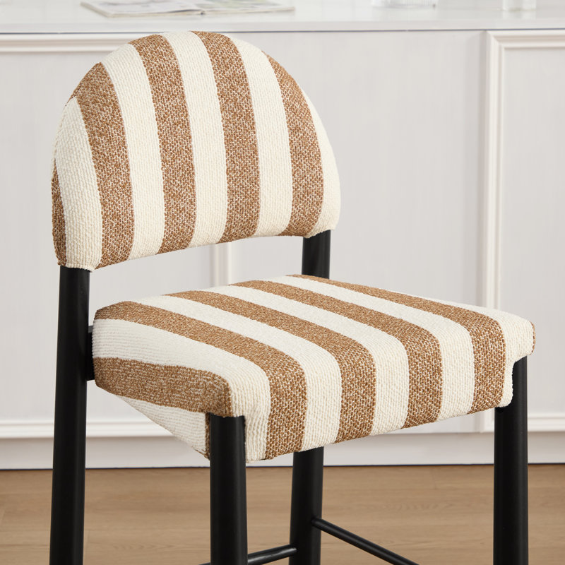 Upholstered 26.4'' Linen Counter Stool With Solid Wood Frame (Set of 2)