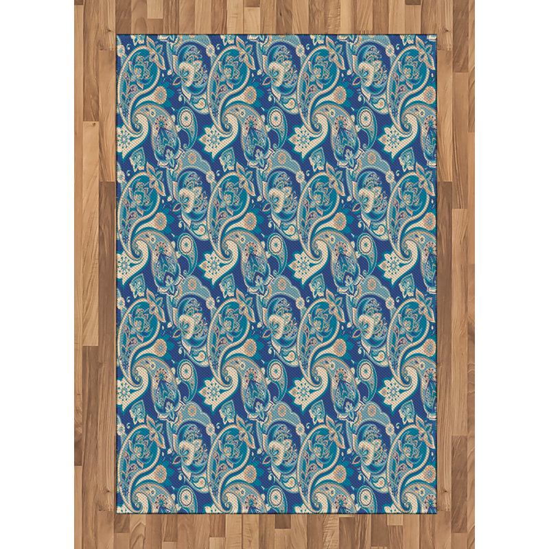Paisley High Density Long Fiber Poly Threads Decorative Area Rug Carpet, Rectangle 4' x 5'8"