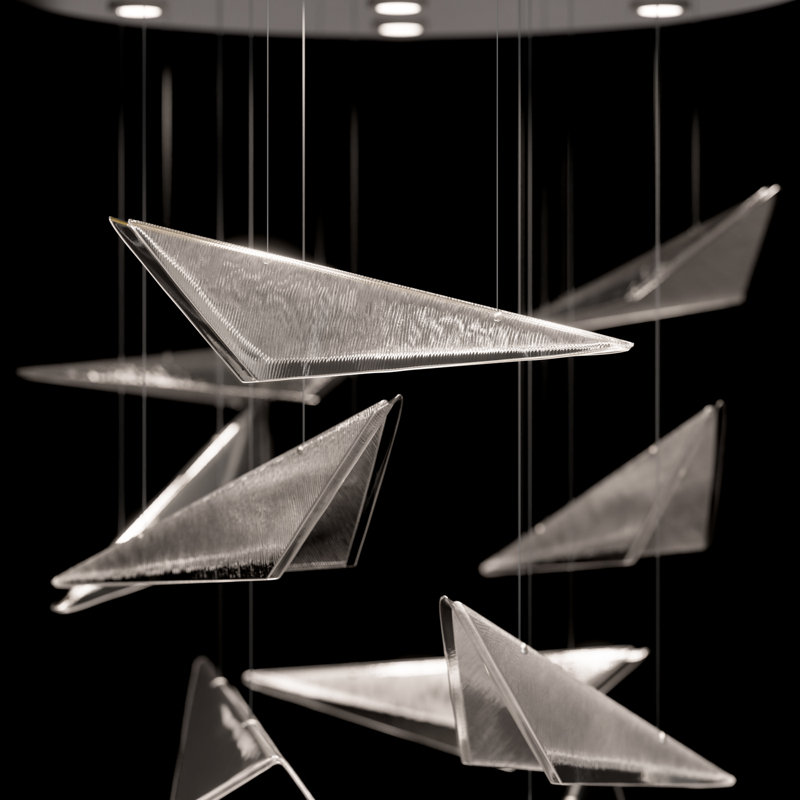 Volo 8 - Light Pendant, Clear Linear, 52", Silver